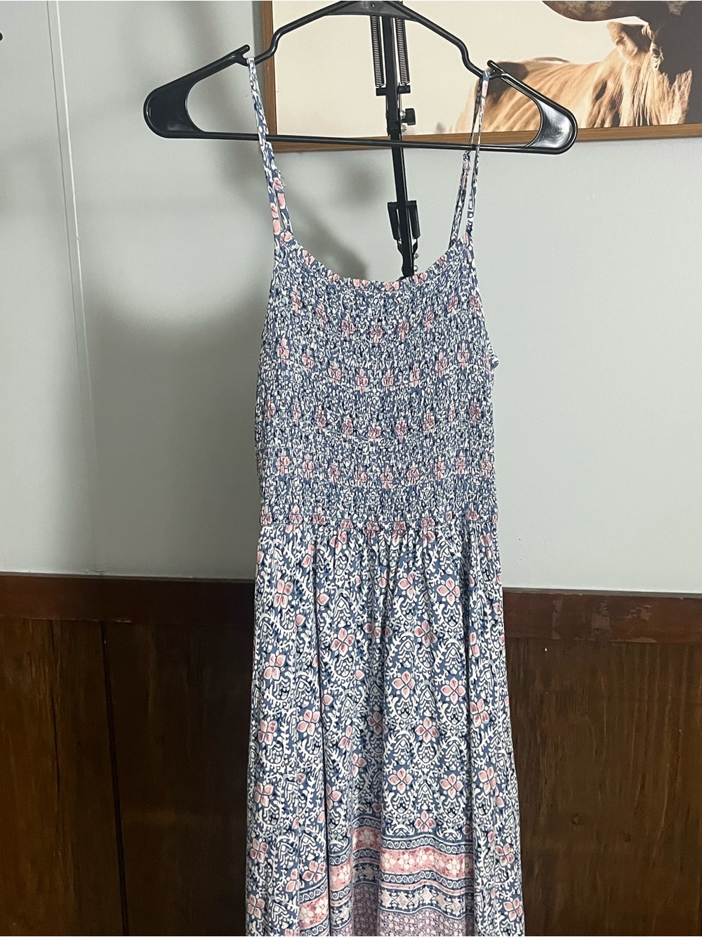Japna Blue and Pink Floral Midi Dress